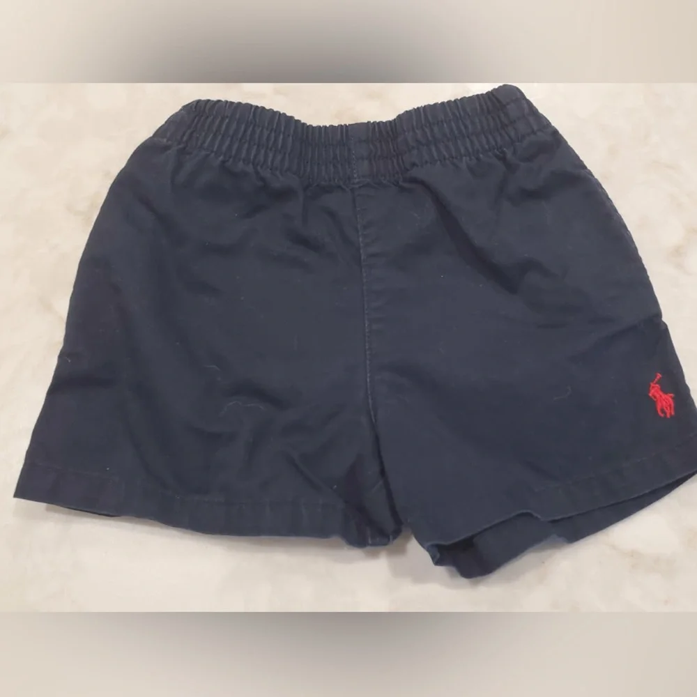 Ralph Lauren 100% Cotton Navy Blue Baby Shorts Sz 6 Mo